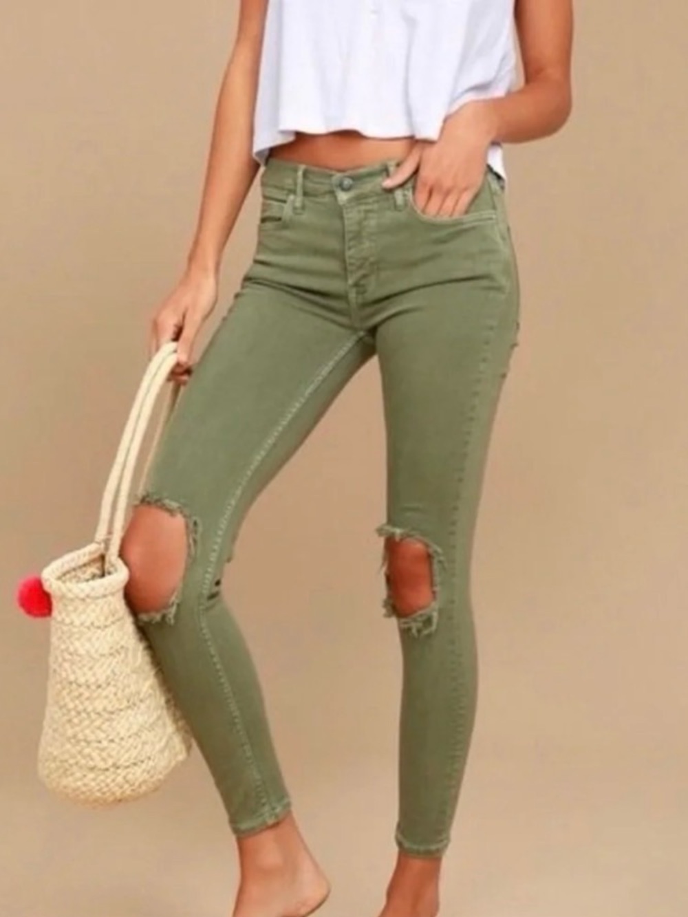 Free People Busted Knee Skinny Jeans Sz 26